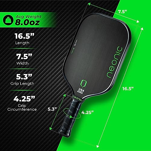 Neonic-Force-16mm-Carbon-Fiber-Pickleball-Paddle-Thermoformed-Elongated-Professional-Paddle-with-Foam-Injection-Unibody-0-4